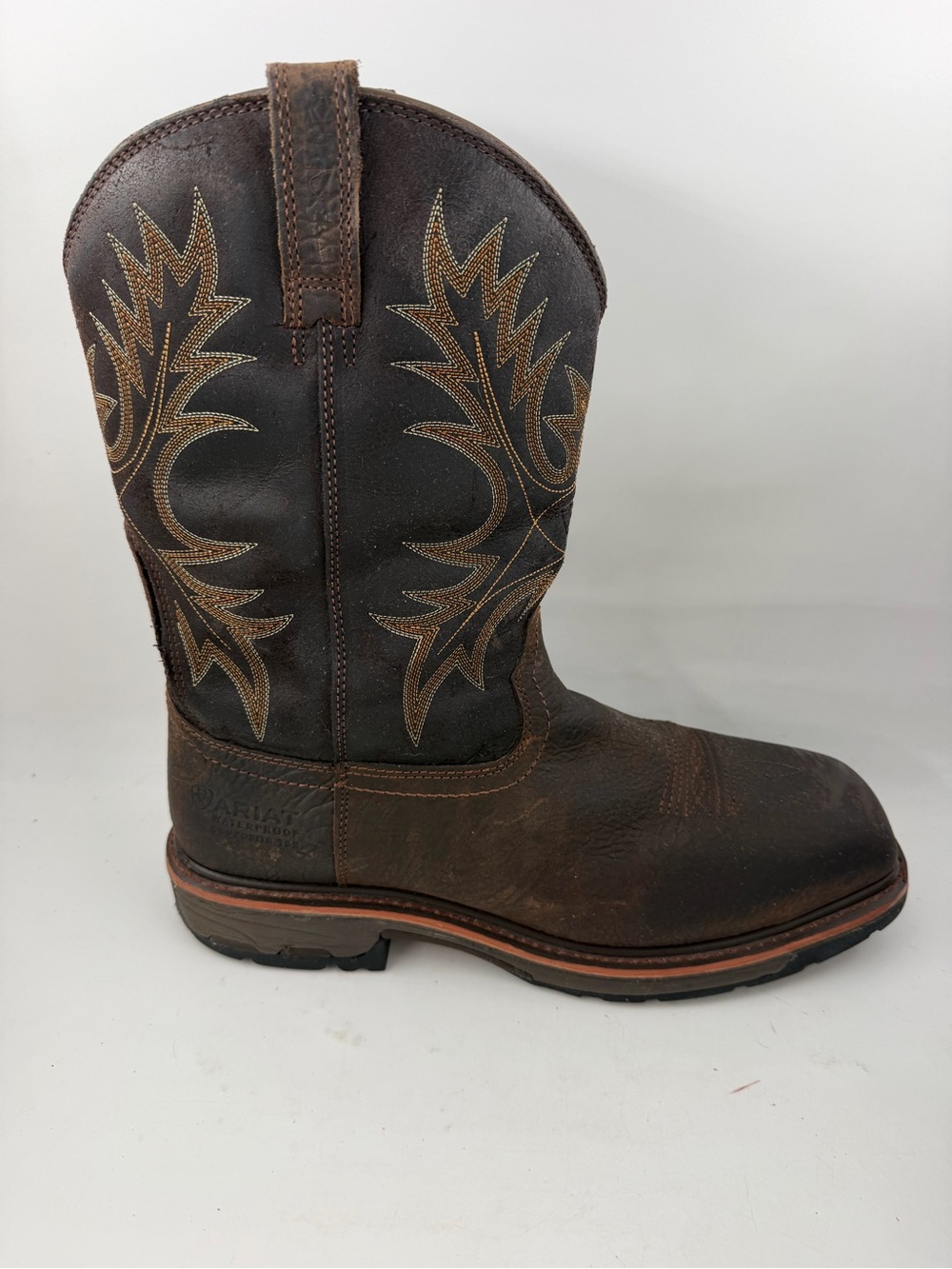 Ariat Men’s Workhog Brown Waterproof -SZ 13 D- Square Composite Toe Work Boots